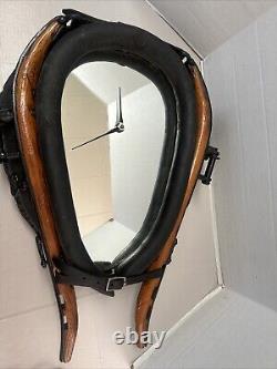 Antique Vintage Rustic Leather Horse Collar Mirror/Clock