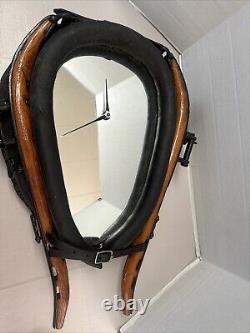 Antique Vintage Rustic Leather Horse Collar Mirror/Clock