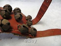 Antique Vintage Strap of 24 Horse Sleigh Bells Original Leather Christmas Ring
