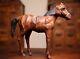 Antique leather horse Equestrian Saddle glass eyes western vintage figurine