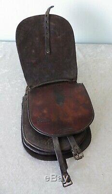 Antique vtg Al Furstnow leather saddle bags hand tooled horse child teen