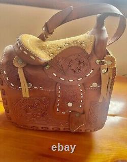 Artisan Vintage Leather Saddle Purse Hand Tooled Western Bag Equestrian