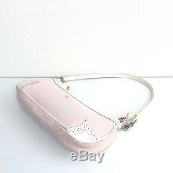 Auth BURBERRY Horse Logos Pouch Shoulder Bag Pink White Vintage From Japan