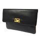 Auth CELINE Horse Carriage Clutch Hand Bag Black Leather Vintage Italy F02243