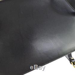 Auth CELINE Horse Carriage Cross Body Shoulder Bag Black Leather Vintage A39259
