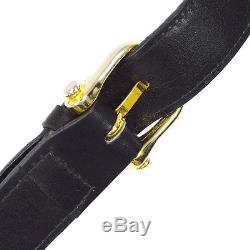 Auth CELINE Horse Carriage Cross Body Shoulder Bag Black Leather Vintage NR10050