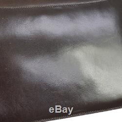 Auth CELINE Horse Carriage Shoulder Bag Dark Brown Leather Vintage Italy A40958