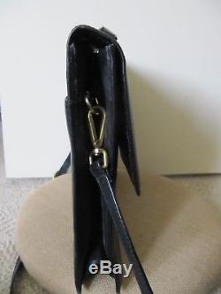 Auth CELINE Horse Carriage Shoulder Bag Portfolio Black Gold Leather Vintage