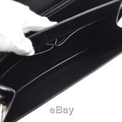 Auth CELINE Logos Horse Carriage Shoulder Bag Black Leather Vintage Italy G03303