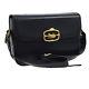 Auth CELINE Logos Horse Carriage Shoulder Bag Navy Leather Vintage Italy YG01116
