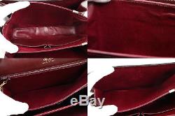Auth CELINE Shoulder Bag Leather Horse Bordeaux Vintage #5578