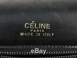 Auth Celine Vintage Black Leather Horse Bit Macadam Shoulder Bag Ey963