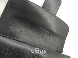 Auth Celine Vintage Black Leather Horse Carriage Shoulder Bag Ey698