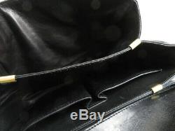Auth Celine Vintage Horse Carriage Black Leather Shoulder Bag Ey229