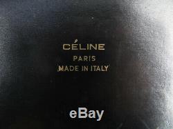 Auth Celine Vintage Horse Carriage Black Leather Shoulder Bag Ey437