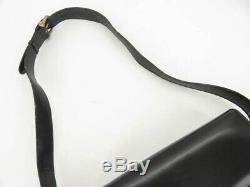 Auth Celine Vintage Horse Carriage Black Leather Shoulder Bag Ey815