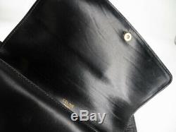 Auth Celine Vintage Horse Carriage Black Leather Shoulder Bag Ey821