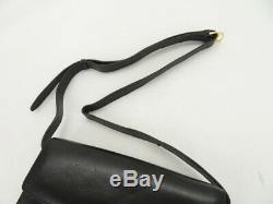 Auth Celine Vintage Horse Carriage Black Leather Shoulder Bag Ey906
