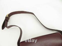 Auth Celine Vintage Horse Carriage Bordaux Leather Shoulder Bag Ey653
