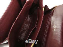 Auth Celine Vintage Horse Carriage Bordaux Leather Shoulder Bag Ey653