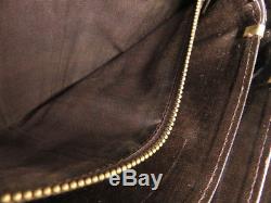 Auth Celine Vintage Horse Carriage Brown Leather Shoulder Bag Ey305