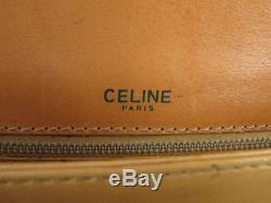 Auth Celine Vintage Macadam Horse Carriage Pvc Leather Shoulder Bag Ey768