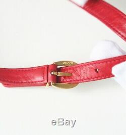 Auth GUCCI Red Suede Leather Horsebit Drawstring Small Shoulder Handbag Vintage