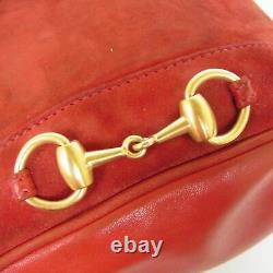 Auth GUCCI Vintage Horse Bit Leather Drawstring Small Shoulder Bag 19021bkac