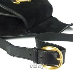 Auth GUCCI Vintage Horse Bit Leather Shoulder Bag F/S 24196eSaM