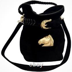 Authentic 1993 Vintage Barry Kieselstein-Cord Suede Horse-head Bucket Handbag