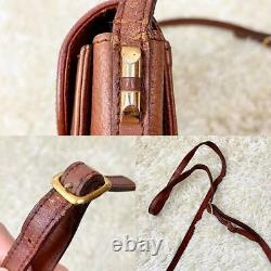 Authentic Burberrys Vintage Leather Shoulder Cross Body Bag Brown Horse Logo