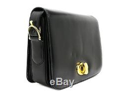 Authentic CELINE Calf Leather Horse Turn-lock Shoulder Bag / Vintage Hand