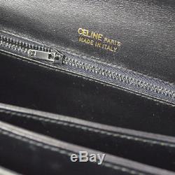 Authentic CELINE Horse Carriage Shoulder Bag Black Leather Italy Vintage A41623
