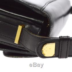 Authentic CELINE Horse Carriage Shoulder Bag Black Leather Italy Vintage AK16484