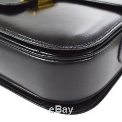 Authentic CELINE Horse Carriage Shoulder Bag Black Leather Italy Vintage AK26371