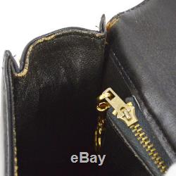 Authentic CELINE Horse Carriage Shoulder Bag Black Leather Italy Vintage LP00188
