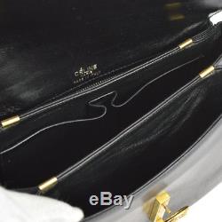 Authentic CELINE Horse Carriage Shoulder Bag Black Leather Italy Vintage V20895