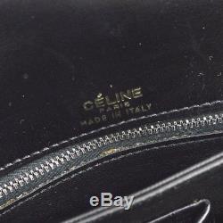 Authentic CELINE Horse Carriage Shoulder Bag Black Leather Italy Vintage V20895