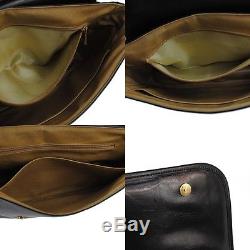 Authentic CELINE Horse Carriage Shoulder Bag Black Leather Vintage Italy LP02051