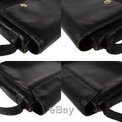 Authentic CELINE Horse Carriage Shoulder Bag Black Leather Vintage Italy LP02051