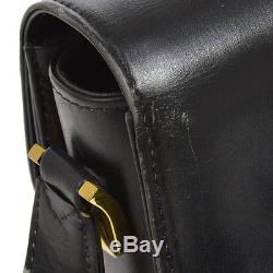 Authentic CELINE Horse Carriage Shoulder Bag Black Leather Vintage Italy YG00294