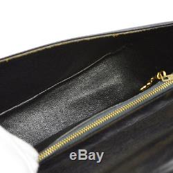 Authentic CELINE Horse Carriage Shoulder Bag Black Leather Vintage Italy YG00294
