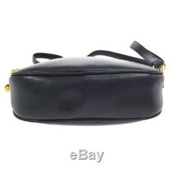 Authentic CELINE Horse Carriage Shoulder Bag Navy Leather Italy Vintage A27290