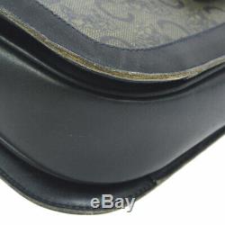 Authentic CELINE Horse Carriage Shoulder Bag Navy PVC Leather Vintage A45339