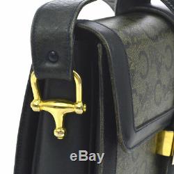 Authentic CELINE Horse Carriage Shoulder Bag Navy PVC Leather Vintage A45339