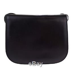 Authentic CELINE Logos Shoulder Bag Horse carriage Leather Black Vintage 78P228