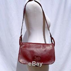 Authentic CELINE VINTAGE CARRIAGE Leather Red Logo SHOULDER BAG MADE IN ITALY