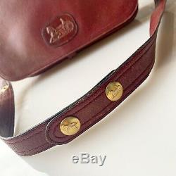 Authentic CELINE VINTAGE Leather Red Logo Carriage SHOULDER BAG MADE IN ITALY