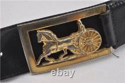 Authentic CELINE Vintage Horse Carriage Belt Leather Size 80cm 31.5 Black 9691F