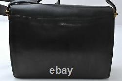 Authentic CELINE Vintage Horse Carriage Shoulder Bag Leather Black B3260